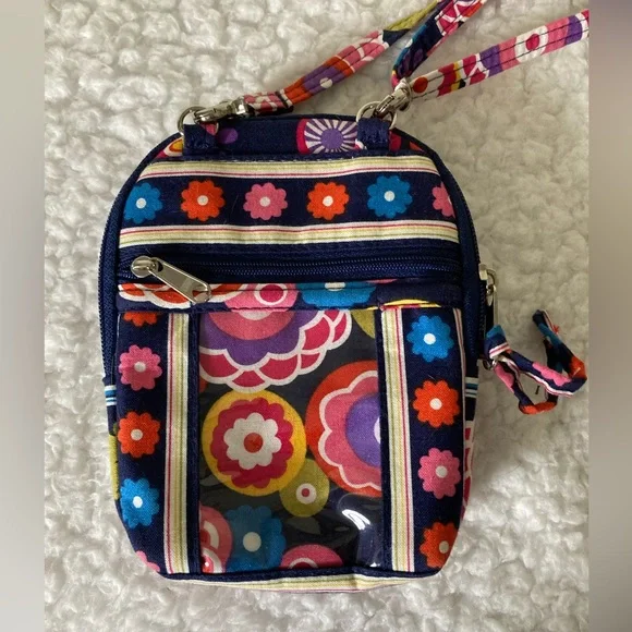 Stephanie Dawn small floral crossbody bag/purse, navy with colorful flowers - Picture 4 of 8